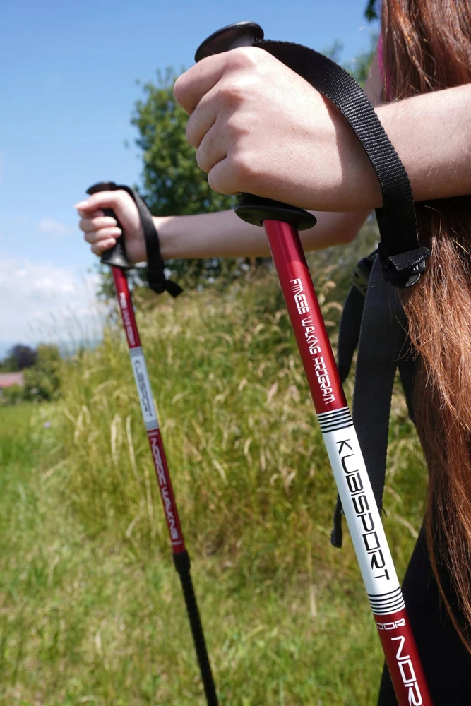 CRIVIT sulankstomos, reguliuojamo ilgio, šiaurietiško ėjimo lazdos KUBISPORT 65–135 cm