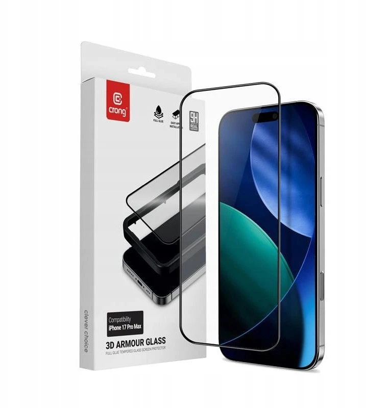 Crong 3D Armour Glass - Apsauginis stiklas Apple iPhone 17 Pro Max + Installation Frame
