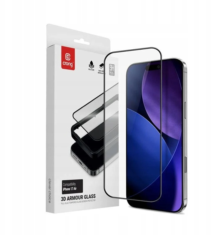 Crong 3D Armour Glass - Apsauginis stiklas Apple iPhone Air + Installation Frame