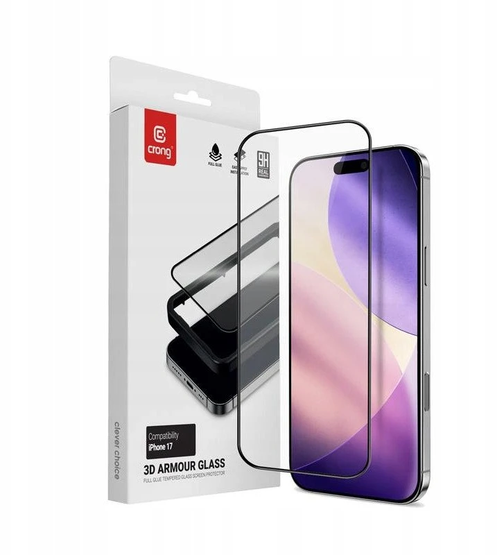 Crong 3D Armour Glass - Apsauginis stiklas Apple iPhone 17 + Installation Frame
