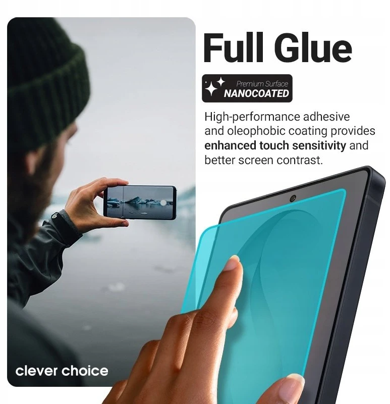 „Crong Crong 3D Armor Glass Lite“ – pilnai klijuojamas grūdintas stiklas, skirtas „Samsung Galaxy S26+“.