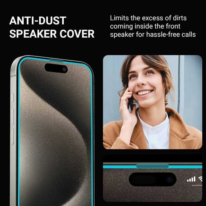Crong Anti-Bacterial 3D Armour Glass - 9H Full Glue Apsauginis stiklas skirtas Apple iPhone 16 Plus / Apple iPhone 15 Plus + installation frame
