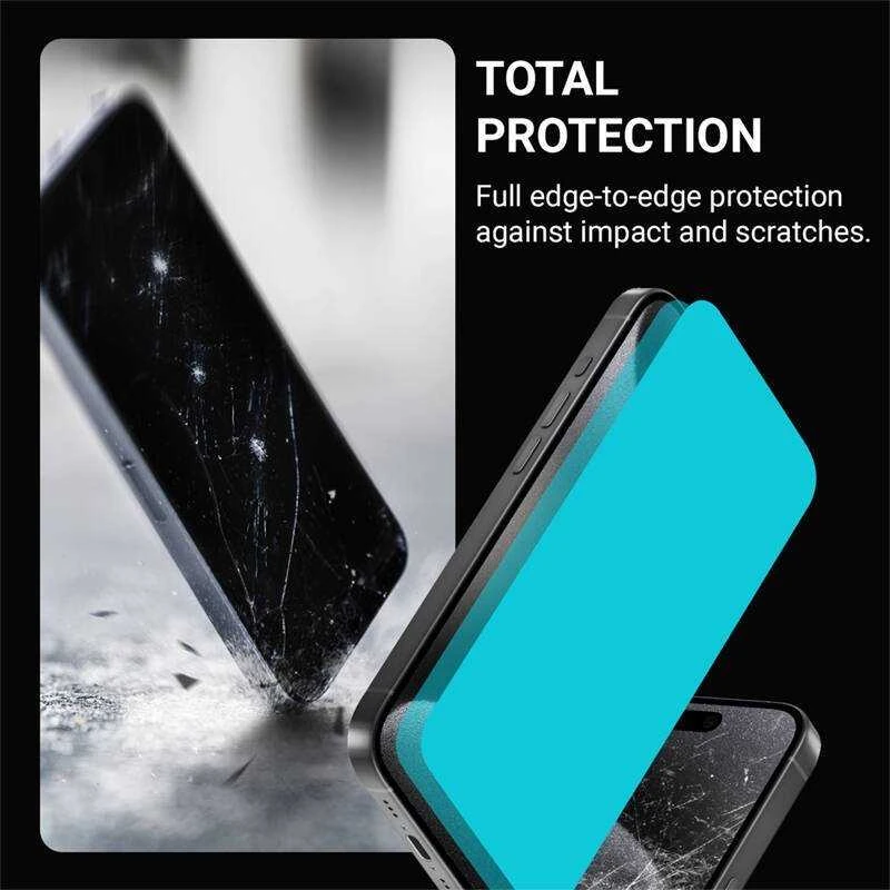 Crong Anti-Bacterial 3D Armour Glass - 9H Full Glue Apsauginis stiklas skirtas Apple iPhone 16 Plus / Apple iPhone 15 Plus + installation frame