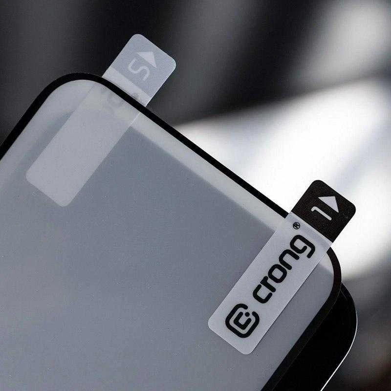 „Crong 7D Nano Flexible Glass“ – viso ekrano apsaugantis hibridinis 9H apsauginis stiklas „Samsung Galaxy A33 5G“ telefonui.