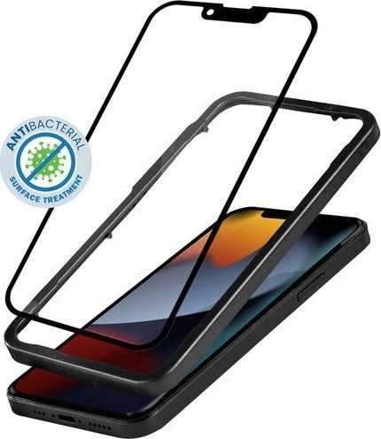 „Crong“ antibakterinis 3D „Armour Glass“ – 9H apsauginis stiklas, skirtas visam „Apple iPhone 14 Pro“ ekranui + montavimo rėmelis