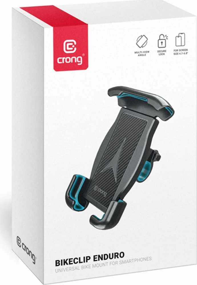 Dviračių ir motociklų telefono laikiklis Crong Bikeclip Enduro, juodas, juoda