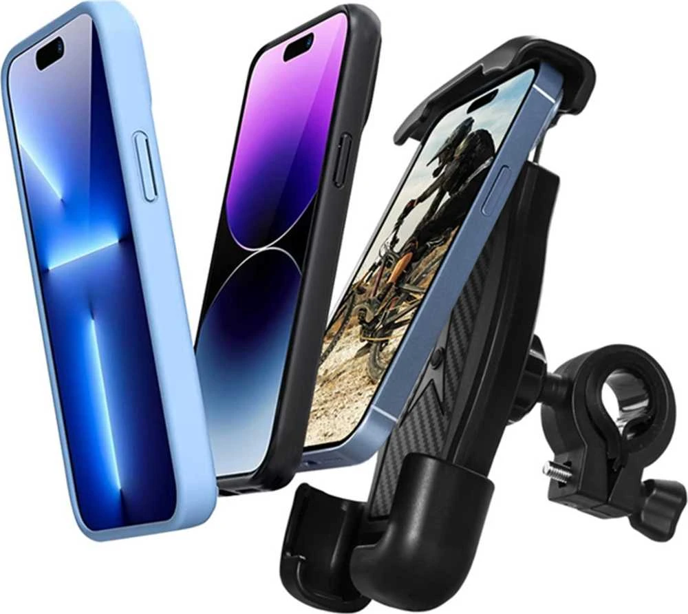 Dviračių ir motociklų telefono laikiklis Crong Bikeclip Enduro, juodas, juoda