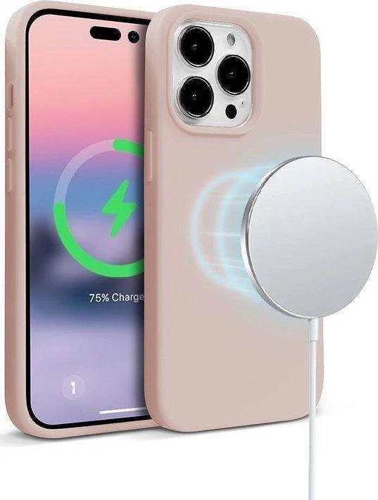 „Crong Color Cover“ magnetinis dėklas, skirtas „iPhone 14 Pro Max“ (smėlio rožinis)