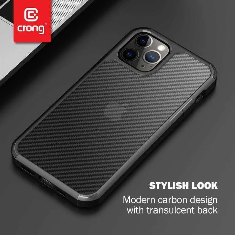 Crong Hybrid Carbon - Protective dėklas skirtas Apple iPhone SE / 8 / 7 juodas