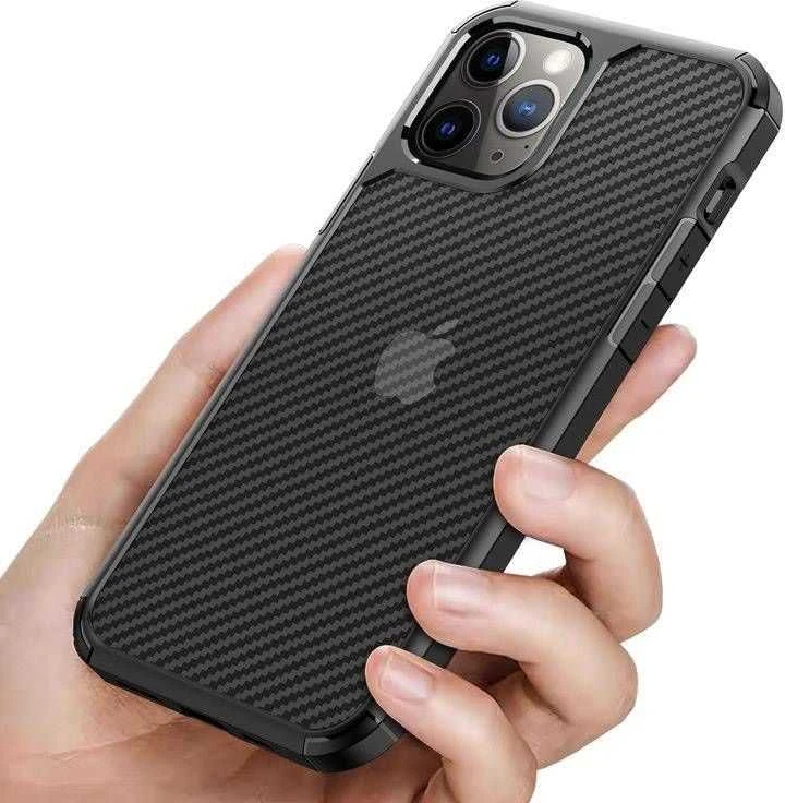 Crong Hybrid Carbon - Protective dėklas skirtas Apple iPhone SE / 8 / 7 juodas