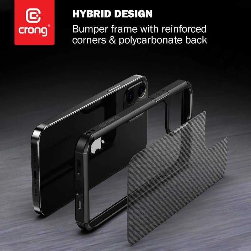 Crong Hybrid Carbon - Protective dėklas skirtas Apple iPhone SE / 8 / 7 juodas