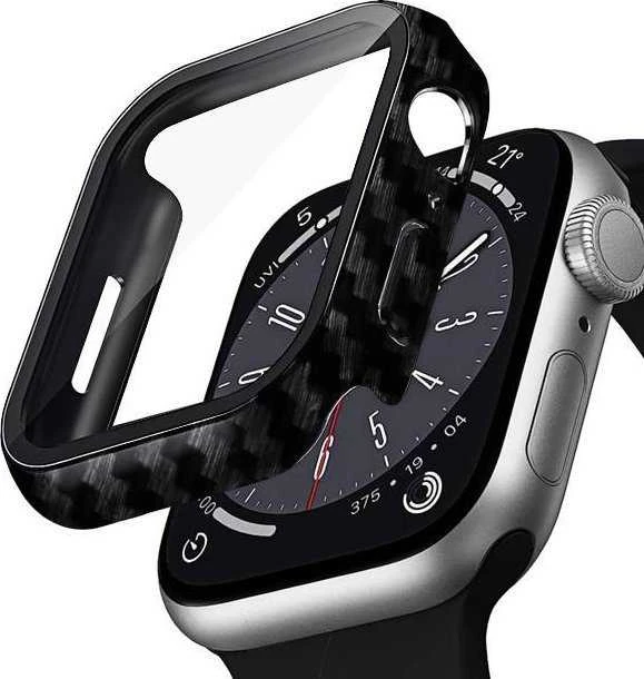 Crong Hybrid Watch Case - dėklas su stiklu skirtas Apple Watch 41mm Carbon