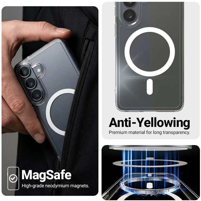 Crong Crong Hybrid Clear Magnetic - Dėklas MagSafe Samsung Galaxy A37 / A36 (permatomas)