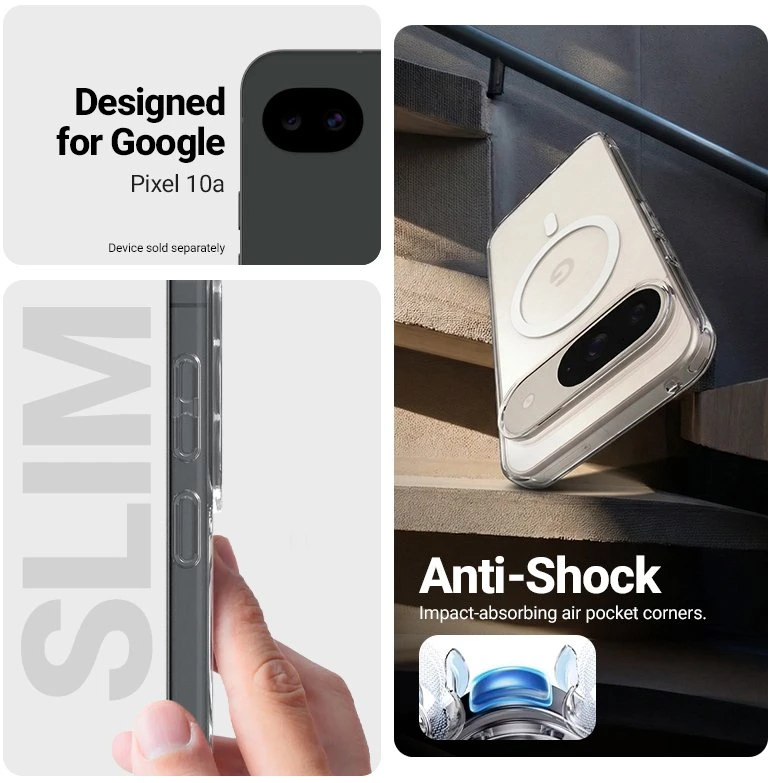 Permatomas dėklas Google Pixel 10a Crong Hybrid Clear Magnetic