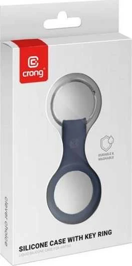 Crong silikoninis dėklas su raktų pakabuku - Apsauginis dėklas Apple AirTag raktų pakabukui, tamsiai mėlynas Mėlyna