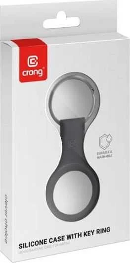 Crong silikoninis dėklas su raktų pakabuku - Apsauginis dėklas raktų pakabukui, skirtas Apple AirTag Juodas