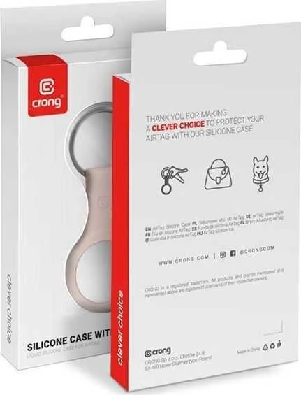 Crong Silikoninis dėklas with Key Ring - Protective case for Apple AirTag key ring Sand Rožinė