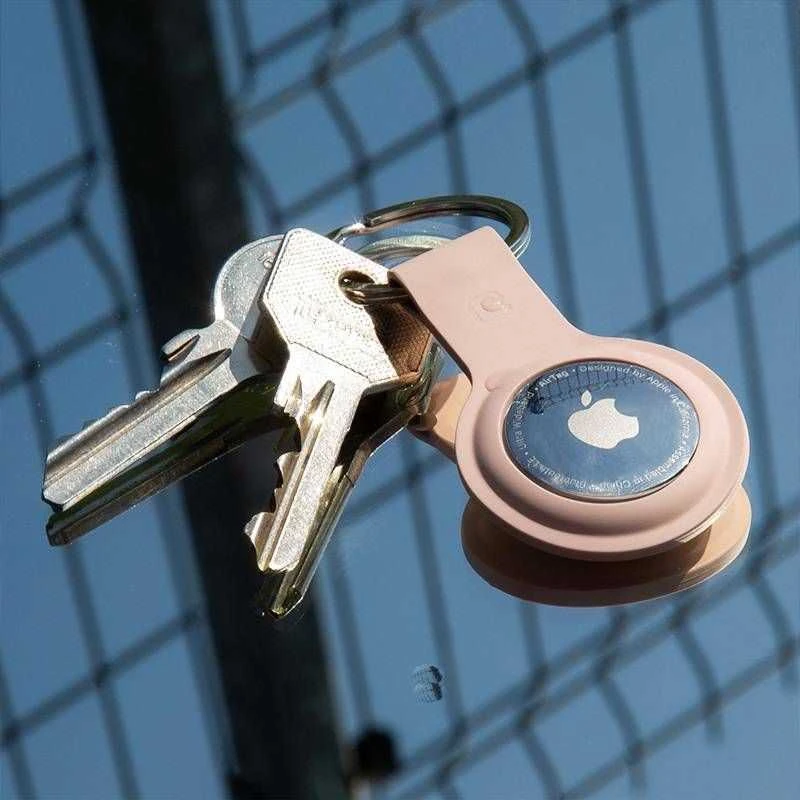 Crong Silikoninis dėklas with Key Ring - Protective case for Apple AirTag key ring Sand Rožinė