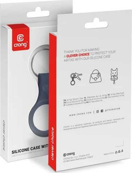 Crong silikoninis dėklas su raktų pakabuku - Apsauginis dėklas Apple AirTag raktų pakabukui, tamsiai mėlynas Mėlyna