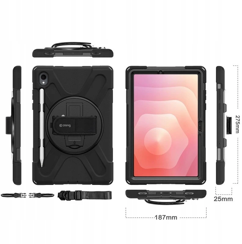 Crong Defender Plus – Rugged dėklas Samsung Galaxy Tab S11 11” juodos spalvos