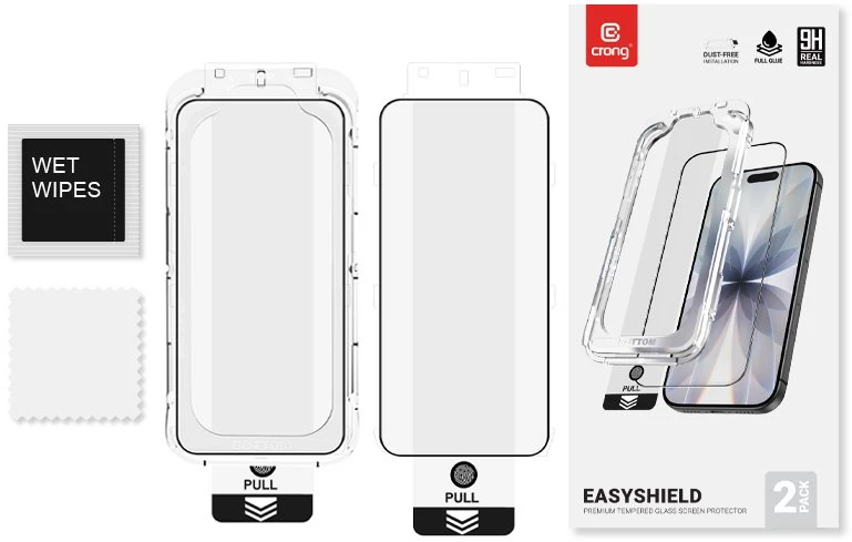 Crong EasyShield 2 vnt. – Apsauginis stiklas skirtas Apple iPhone 17 / Apple iPhone 17 Pro / Apple iPhone 16 Pro (2 pieces)