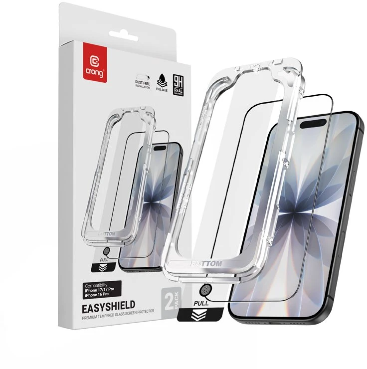 Crong EasyShield 2 vnt. – Apsauginis stiklas skirtas Apple iPhone 17 / Apple iPhone 17 Pro / Apple iPhone 16 Pro (2 pieces)