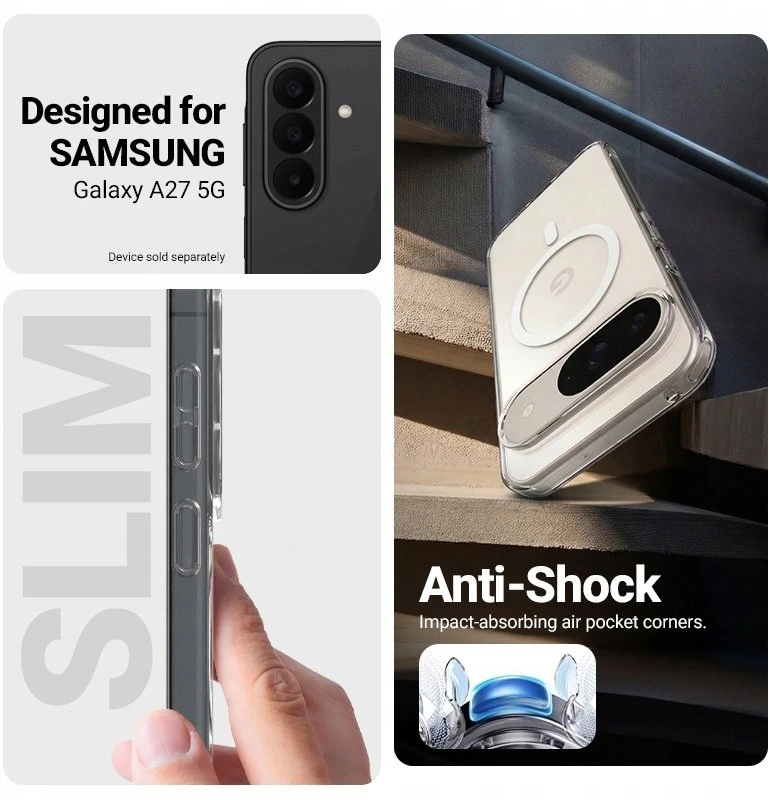 „Crong Hybrid Clear Magnetic“ – dėklas „MagSafe“ Samsung Galaxy A27 5G (permatomas) (CRGHCMSGA27CLR)