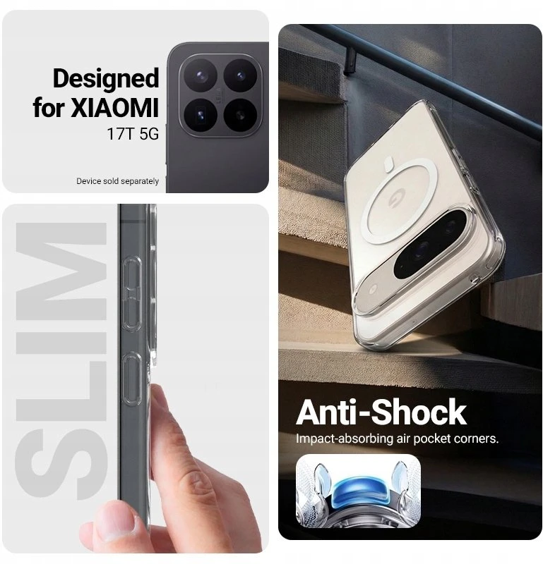 Crong Hybrid clear magnetic - Dėklas MagSafe Xiaomi 17T 5G (permatomas) (CRGHCMXM17TCLR)