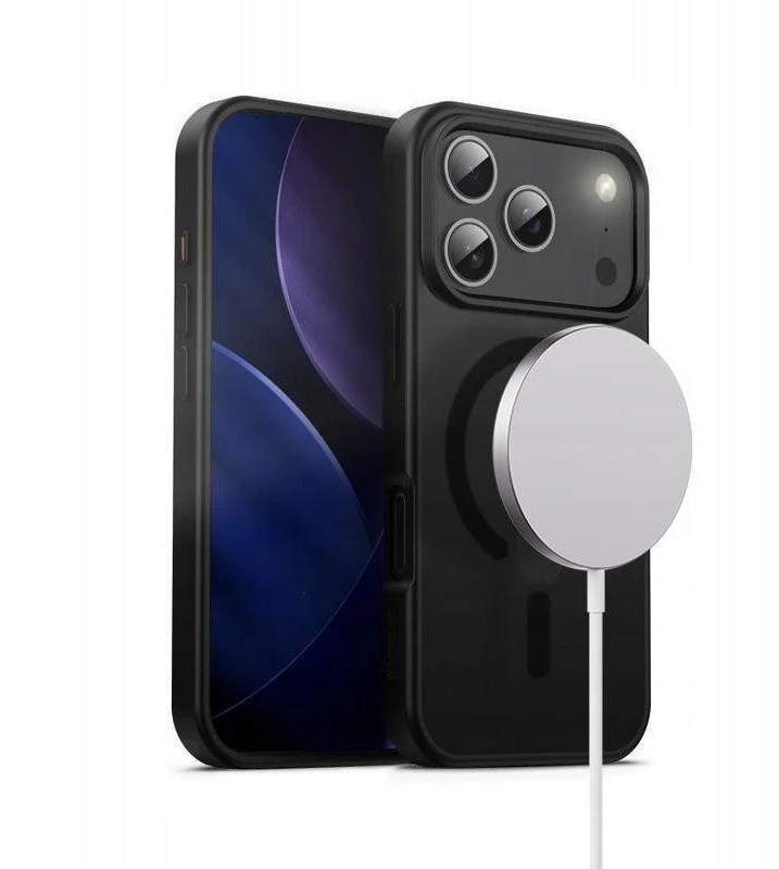 Crong Hybrid Frost MAG Cover - dėklas MagSafe Apple iPhone 17 Pro juodas