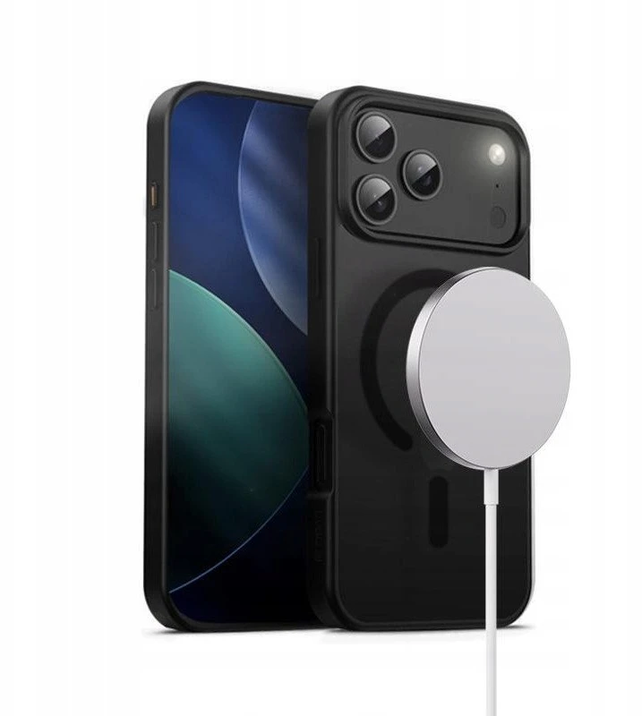 Crong Hybrid Frost MAG Cover - dėklas MagSafe Apple iPhone 17 Pro Max juodas