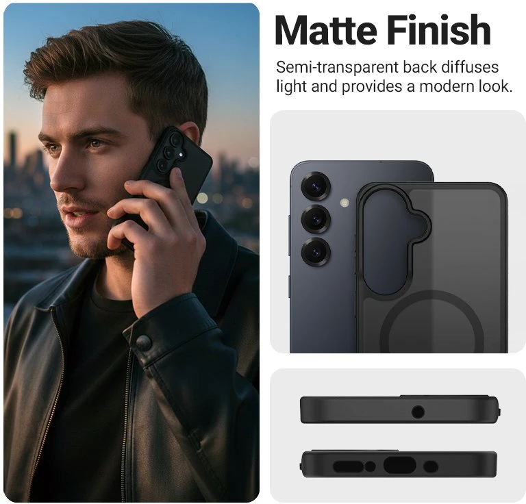 Crong Dėklas hybrid matte magnetic magsafe do samsung galaxy a37 / a36 juoda