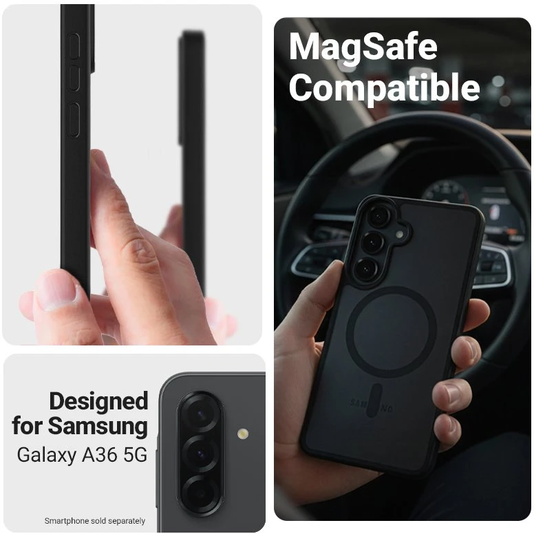 Crong Dėklas hybrid matte magnetic magsafe do samsung galaxy a37 / a36 juoda