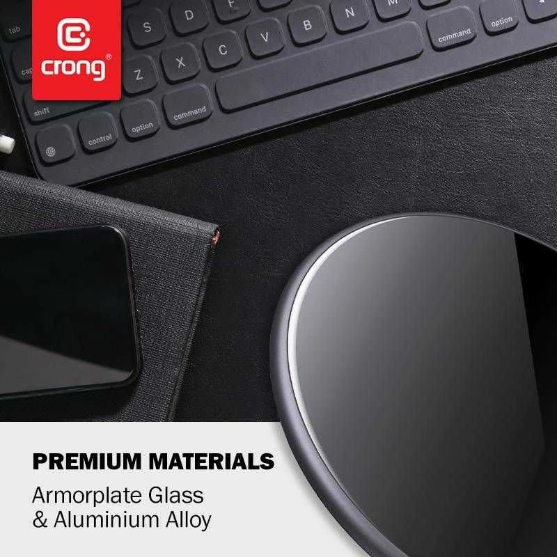 Crong Qi Fast belaidis įkroviklis su Aliuminio & Armorplate housing 15W juodos spalvos