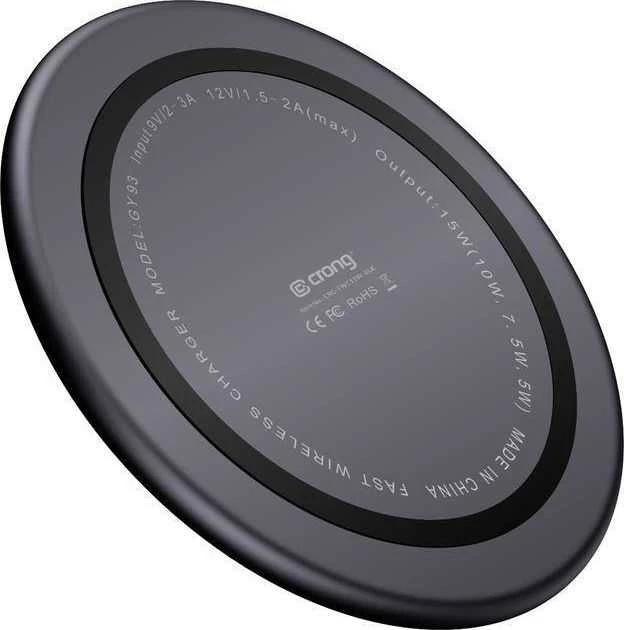 Crong Qi Fast belaidis įkroviklis su Aliuminio & Armorplate housing 15W juodos spalvos