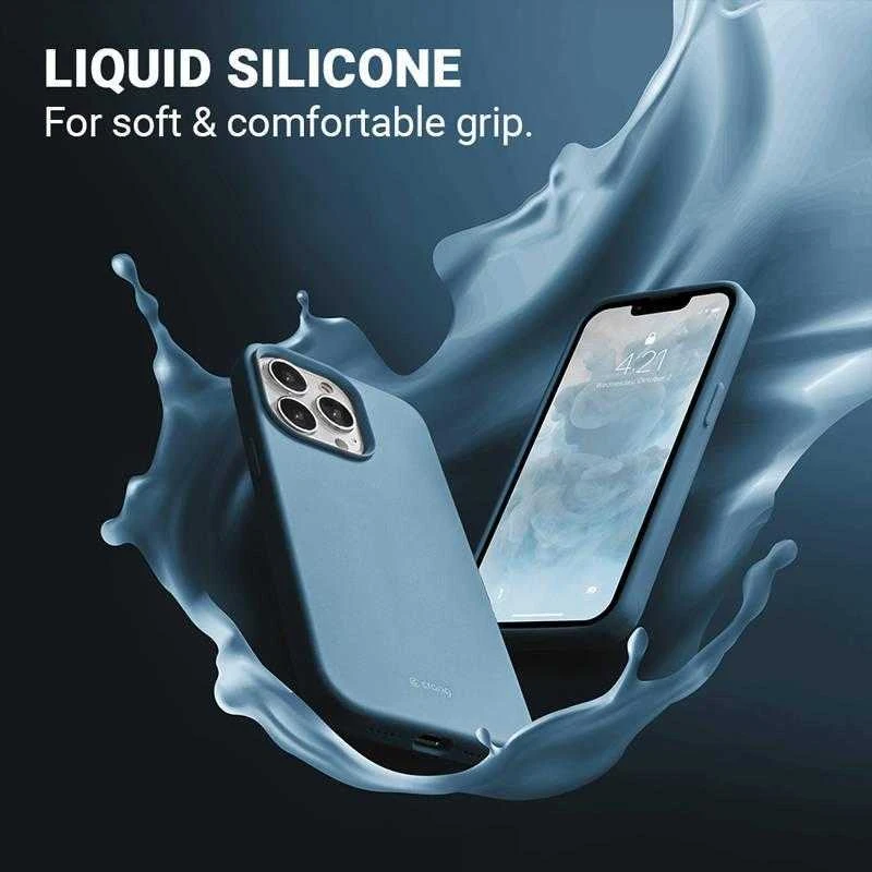 Crong Color Cover Liquid Silicone dėklas skirtas Apple iPhone 13 Pro Max žydros spalvos