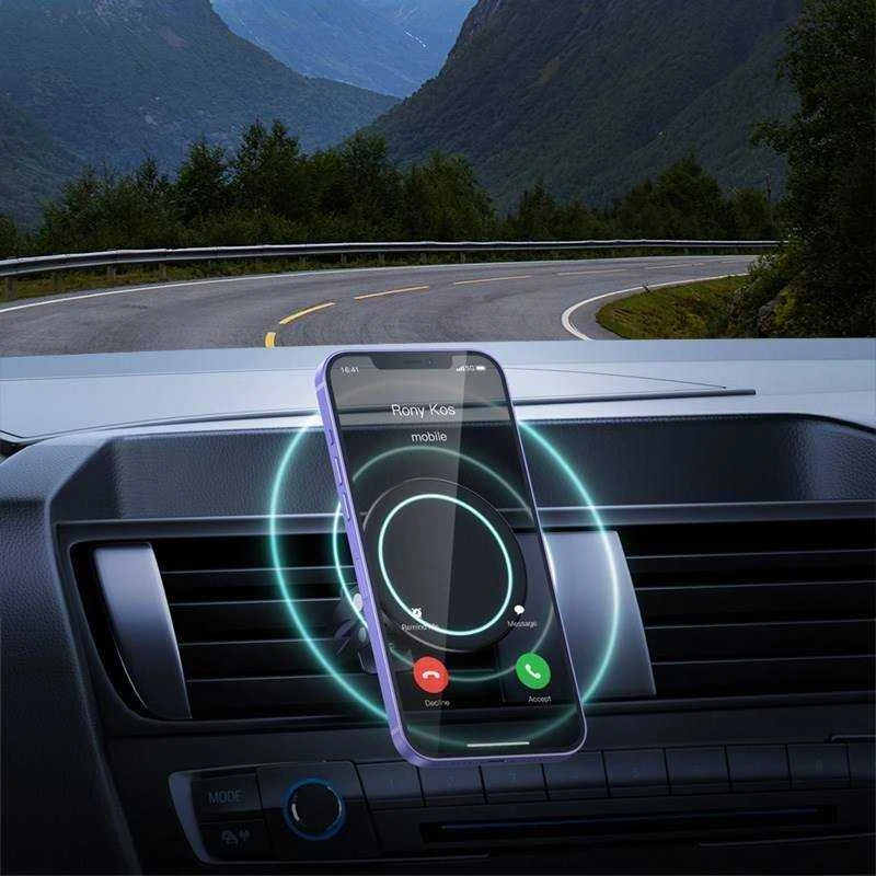 Magnetinis „Crong Carclip“ laikiklis – „MagSafe“ magnetinis automobilio laikiklis, juodas