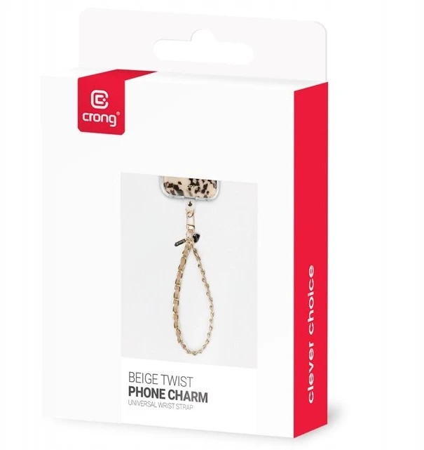Dėklas Crong Phone Charm - Lanyard phone strap (rusvai gelsvas Twist) (CRGPHCH17)
