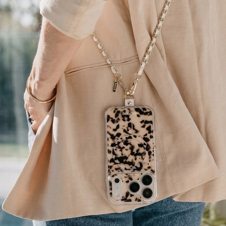 Dėklas Crong Phone Crossbody - Smycz do zawieszenia telefonu (Baltas Twist)