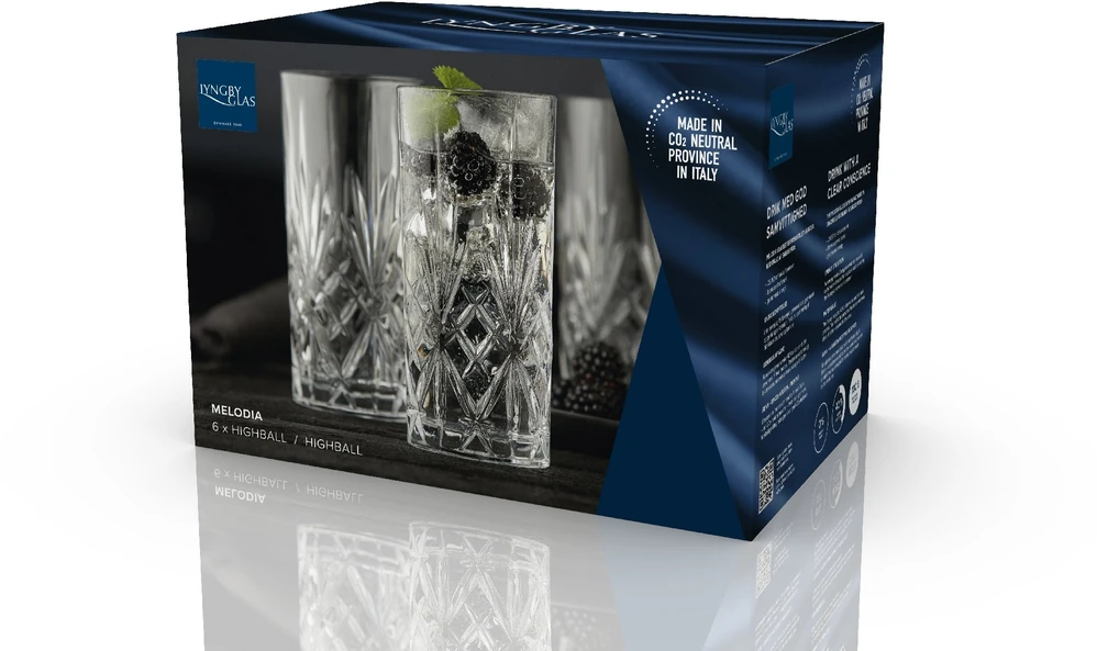 Lyngby Glas - Krištolinė Melodia aukšta taurė - 36 cl - 6 vnt. rinkinys