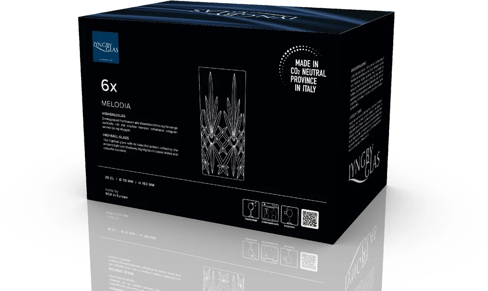 Lyngby Glas - Krištolinė Melodia aukšta taurė - 36 cl - 6 vnt. rinkinys