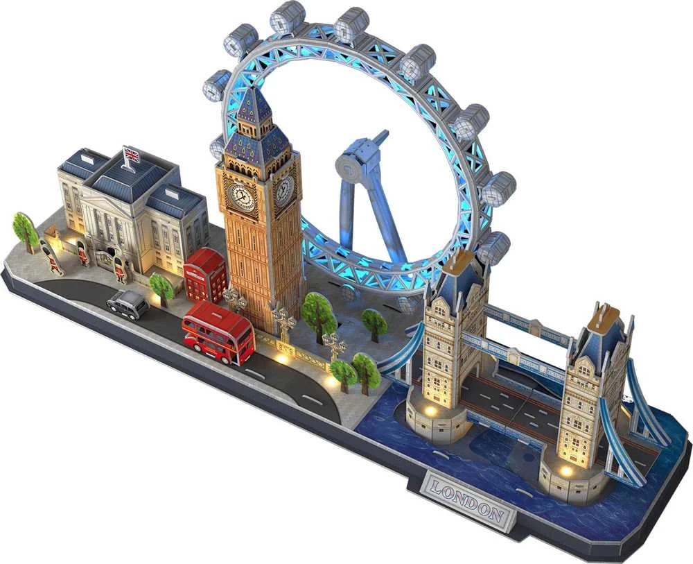 CubicFun Puzzle 3D miesto linijų dėlionė – Londonas LED