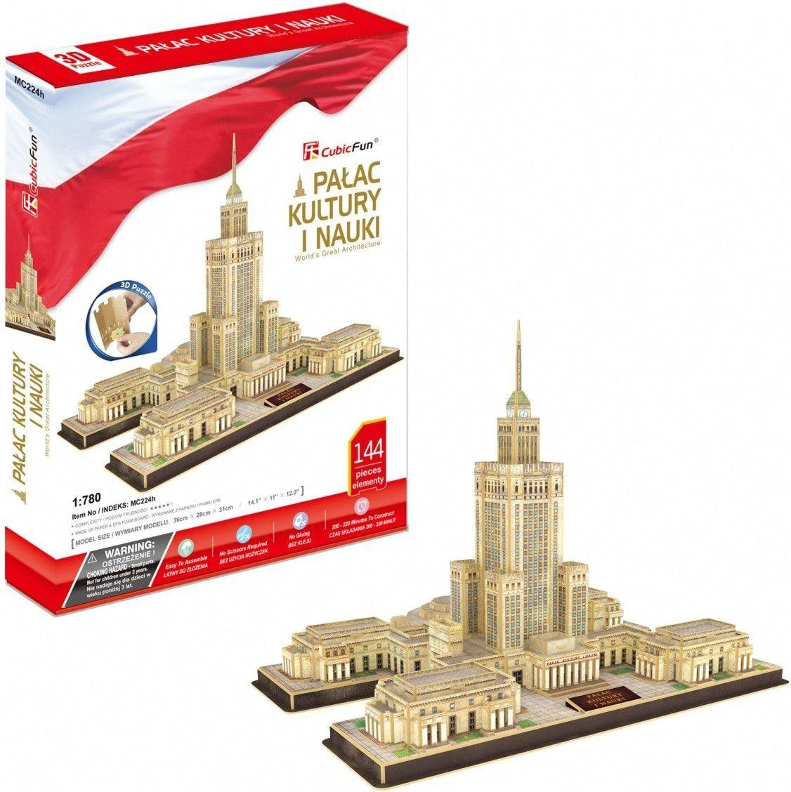 3D dėlionė Cubicfun Kultūros ir mokslo rūmai 144 dalių