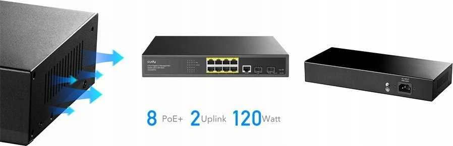 Šakotuvas Cudy GS2008PS2 tinklo jungiklis Valdomas L2 Gigabit Ethernet (10/100/1000) Maitinimas per Ethernet (PoE) Juodas