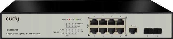 Šakotuvas Cudy GS2008PS2 tinklo jungiklis Valdomas L2 Gigabit Ethernet (10/100/1000) Maitinimas per Ethernet (PoE) Juodas