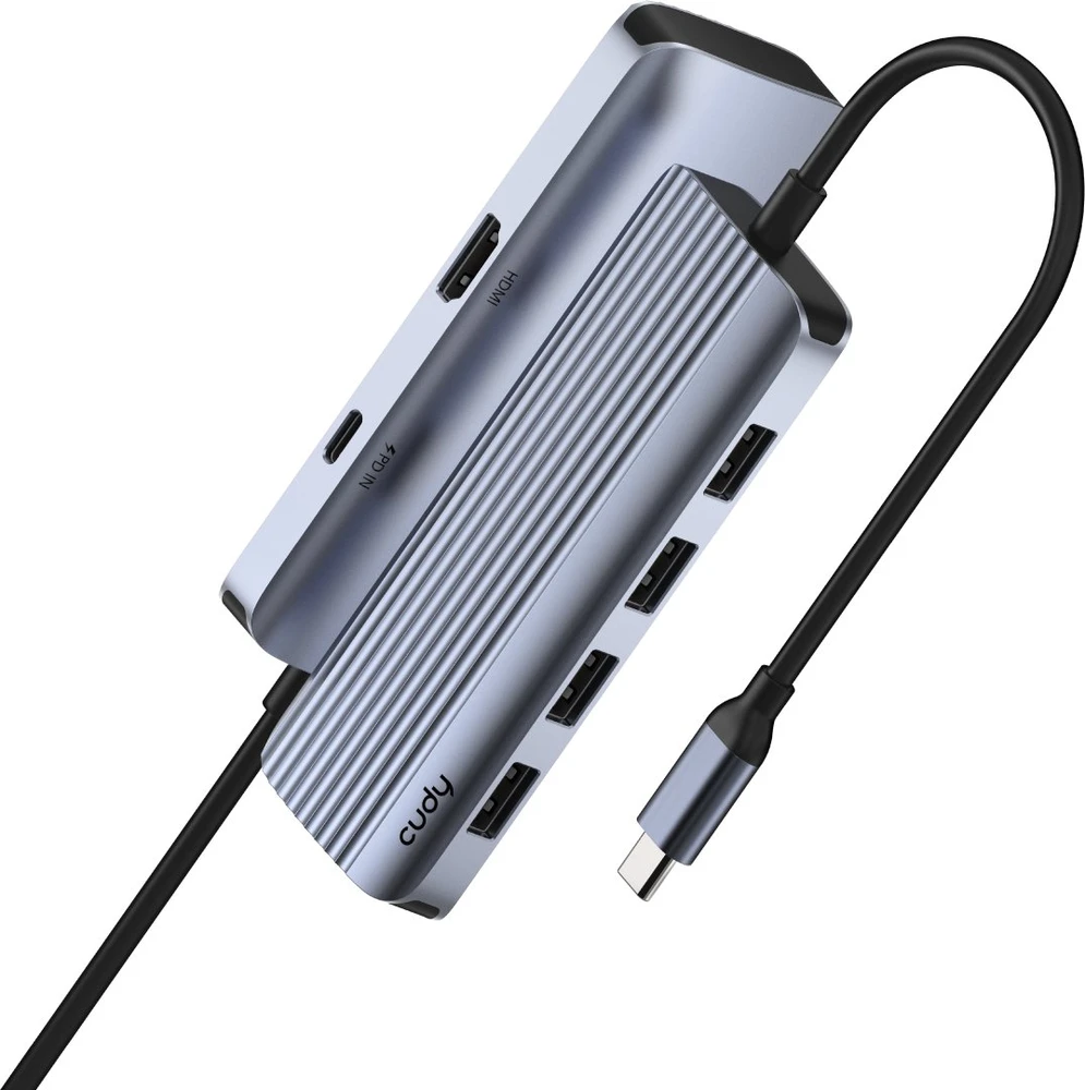 Cudy UH500 laptop dock/port replicator USB 3.2 Gen 1 (3.1 Gen 1) Type-C Pilkas, Sidabrinis