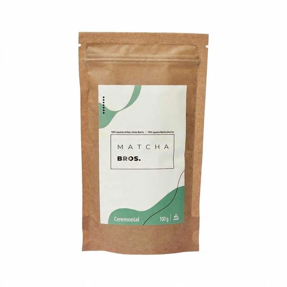 Matcha Bros ceremoninė arbata rudame maišelyje 100g