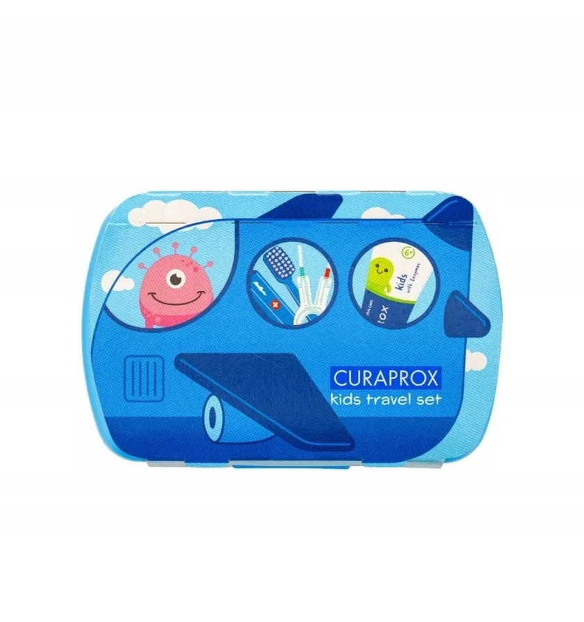 Dantų šepetėlis Curaprox TRAVEL SET KIDS Mėlynas