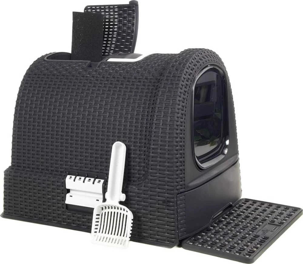 Curver Rattan tualetas katėms grafito spalvos 51x39x39cm