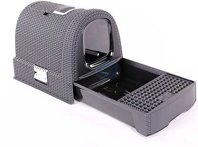 Curver Rattan tualetas katėms grafito spalvos 51x39x39cm