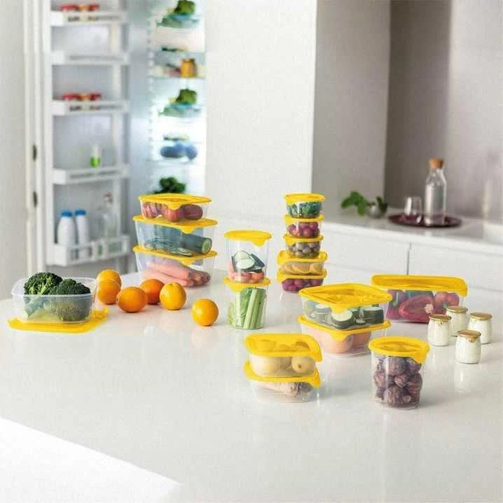 Keter CURVER MAISTO DĖŽUTĖ „FRESH&GO” STAČIAKAMPĖ 5L /GELTONA/ SKAIDRI